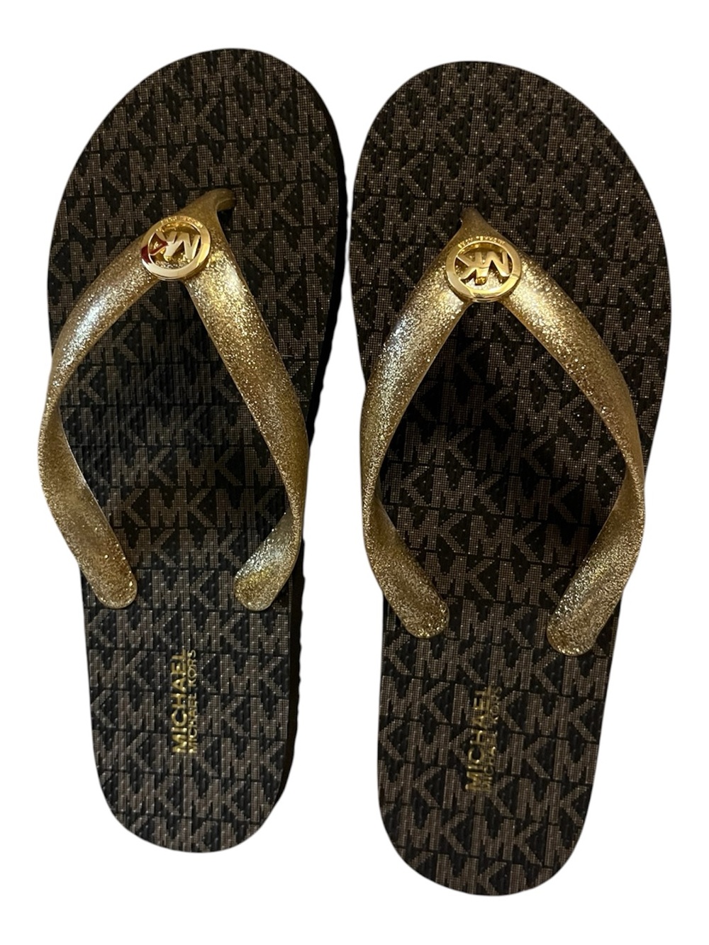 🆕 MICHAEL Michael Kors Glitter Logo Flip Flops